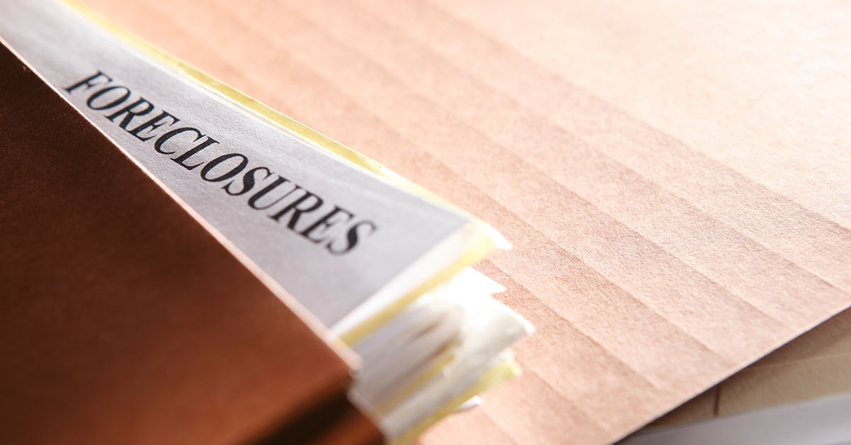 Image Brown pocket file folder with foreclosure documents