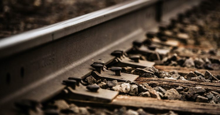 Railroad tracks close up