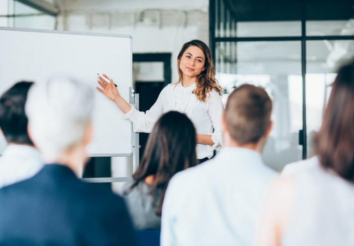 Image of person training agents on marketing