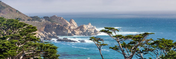Monterey County California coast line with blue water
