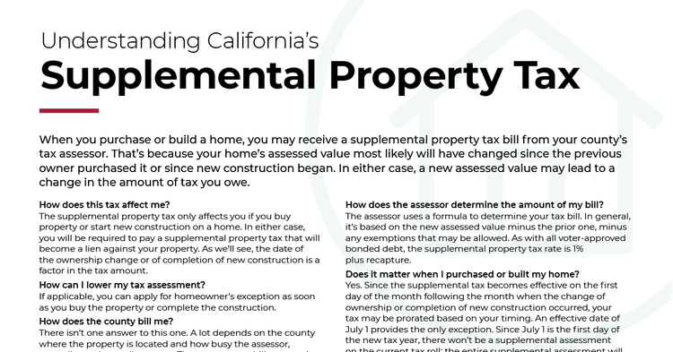 Understanding California's Supplemental Property Tax (pdf download)